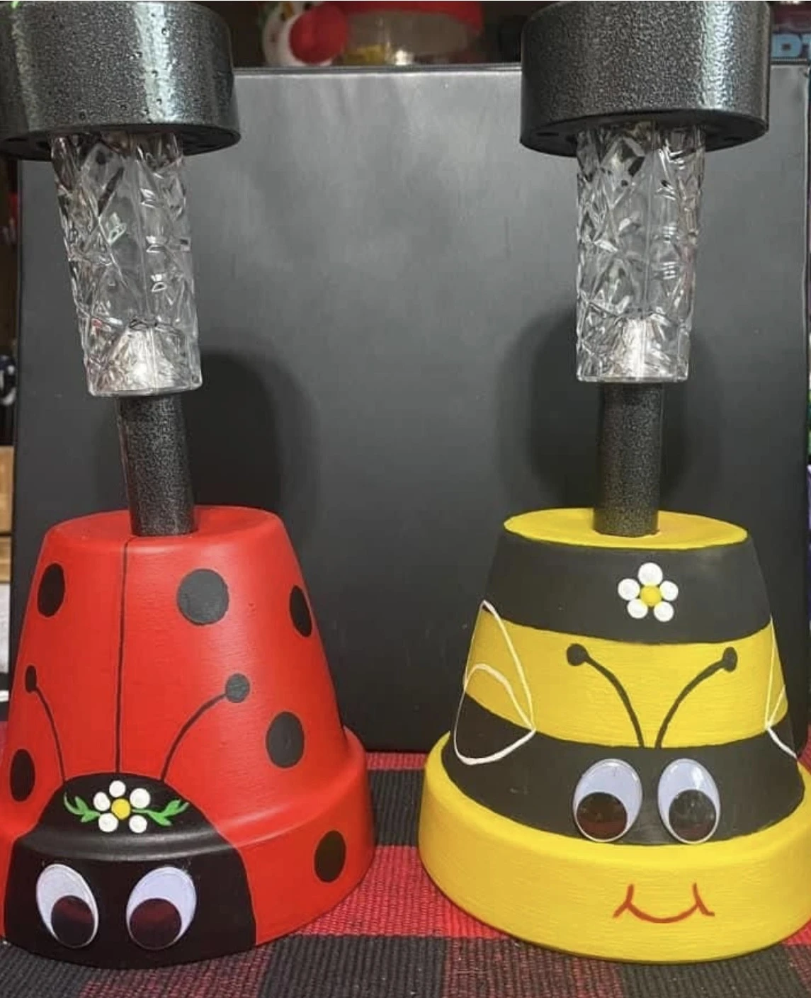 Pots made into garden lights